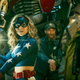 Yvette Monreal as Wildcat, Brec Bassinger as Stargirl, Mark Ashworth as Justin, and Cameron Gellman as Hourman in Stargirl season one.